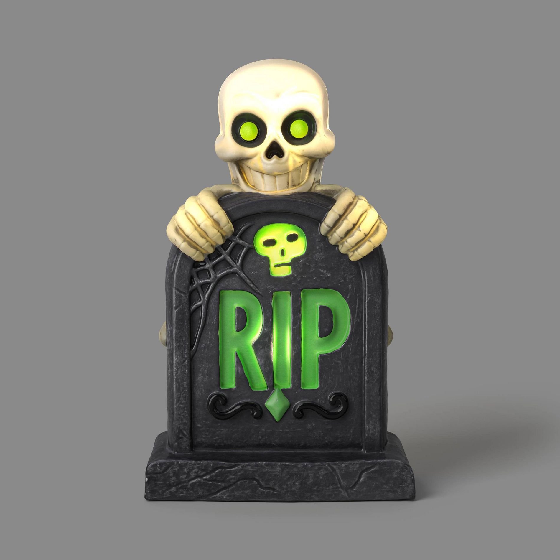 11.8" Skeleton with Tombstone Blow Mold Halloween Decorative Prop Black - Hyde and EEK! Boutique™