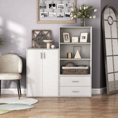 White Stackable 3-Tier Wood Cube Storage Bookcase