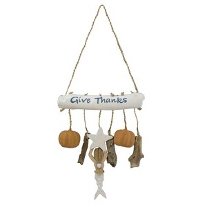 Beachcombers "Give Thanks" Script Mermaid Pumpkin Thanksgiving Nautical Beach Hanger Decor - 1 of 2