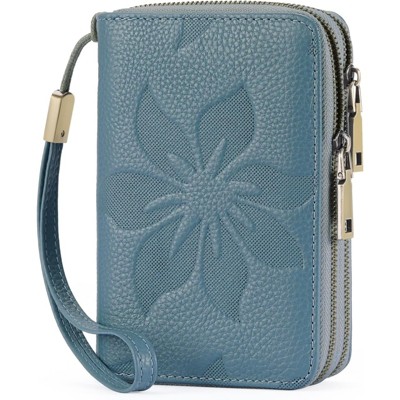FATMOON Women’s Wallet - RFID Blocking Leather Wallet with Removable Wristlet Strap - Double Zip Card Holder for Everyday Use & Travel