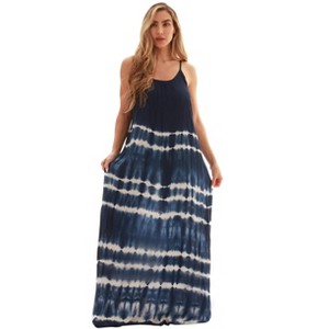 Riviera Sun Womens Maxi Dress  Tie Die Spaghetti Strap Long Sundress  Summer Dresses - 1 of 3