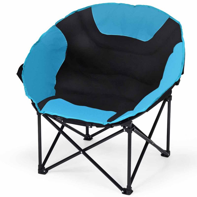 Tangkula Moon Saucer Camping Chair Cup Holder Steel Frame Folding Padded Seat w/Carry Bag, 5 of 8