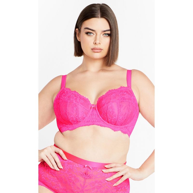 Women's Plus Size Lara Underwire Bra - hot pink | CITY CHIC, 1 of 5