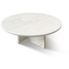 Lyngins Genuine Marble Round End Table, Natural Marble Small Coffee Table, Stone Side Table for Living Room, Nightstand with Semi-Polished Surface - 3 of 4