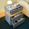 ChicFurnit Nightstand Three Drawer Storage Table with Acrylic Board for Bedroom and Living Room, Grey, 23.64"*17.93"*8.07" - 2 of 4