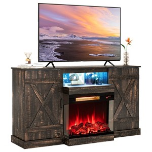 Costway 58" Fireplace TV stand with 23" 3-side glass electric fireplace 20 color led lights - 1 of 4