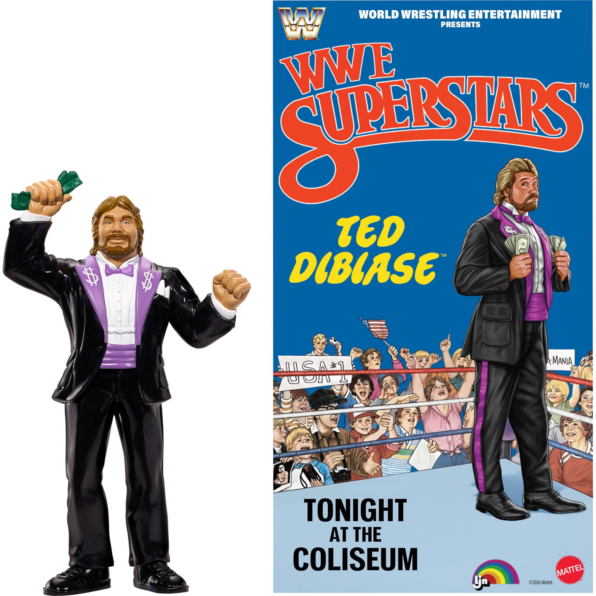 LJN WWE Superstars Ted DiBiase Action Figure, 1980s Retro 8" Collectible Toy