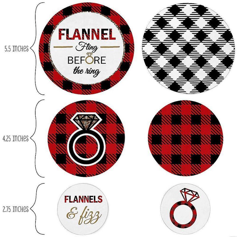 Big Dot of Happiness Flannel Fling Before the Ring - Buffalo Plaid Party Giant Circle Confetti - Bachelorette Party Décor - Large Confetti 27 Count, 2 of 8