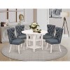 5-Piece Linen White Finish Solid Wood Top - Round Dining Room Set  - Seats 4 - 2 of 4