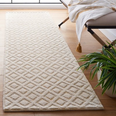 Ivory and Gold Hand-Knotted Wool Runner Rug, 2'3" x 8'
