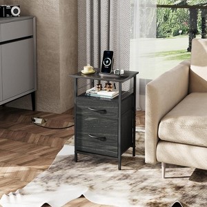 GALAXHERO Nightstand Set of 2, Bedside Tables with USB Ports & Outlets, Fabric Drawer End Tables for Bedroom or Living Room - 1 of 4