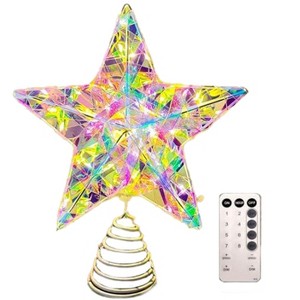Aoibox LED Christmas Tree Topper Star with Remote Control 8 Lighting Modes Spiral Base for Holiday Party Home Decor 1 Piece - 1 of 4