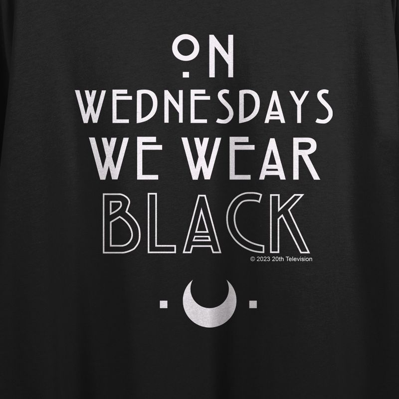 American Horror Story On Wednesdays We Wear Black Crew Neck Short Sleeve Black Women's Crop Top, 2 of 5