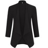 Women's Collarless Blazer 3/4 Sleeve Split Back Jacket Buttonless Office Casual Coat - 2 of 4