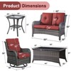 Gymojoy 5 Piece Outdoor Wicker Loveseat Sofa with Patio Swivel Glider Chairs with Coffee Table and Side Table - 3 of 4