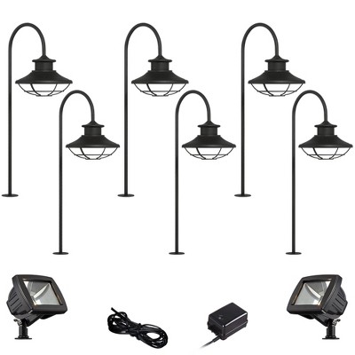 John Timberland Braden Textured Black 10-Piece LED Path and Flood Light Set