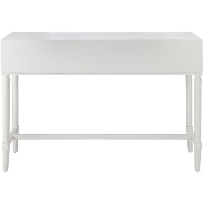White Wood and Metal Hallway Table with Storage