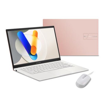 ASUS Vivobook 14" FHD Laptop Intel Core 5 120U 8GB RAM 512GB SSD Berry Pink with Wired Optical White Mouse