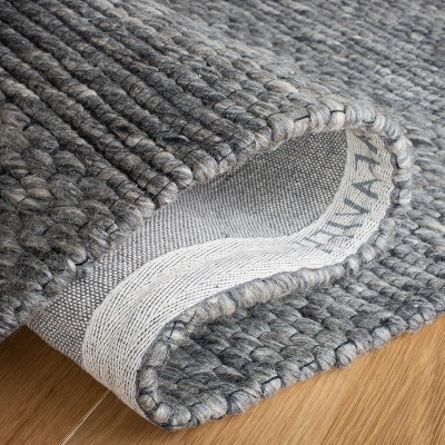 Marbella Dark Grey Wool Flat Woven Rectangular Area Rug 5' x 8'