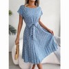Dress for Women Crewneck Short Sleeve A Line Casual Summer Dresses Chiffon Tie Waist Pleated Midi Boho Dress - 2 of 4