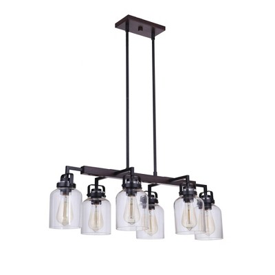 Craftmade Lighting Foxwood 6 - Light Island Pendant Light in  Flat Black/Dark Teak