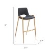 HomeRoots Set of Two 30" Black and Gold Faux Leather and Steel Low Back Bar Height Bar Chairs - 3 of 4