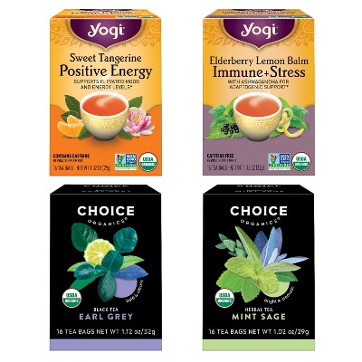 Yogi Tea and Choice Organics Tea Variety Pack Sampler -  64 ct, 4 Pack