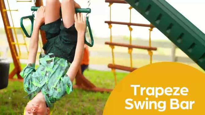 Jungle Gym Kingdom Swing Trapeze Bar Set With Rings Outdoor Swingset For Kids Playground & Treehouse With Accessories & Locking Hardware 18" Inch, 2 of 6, play video
