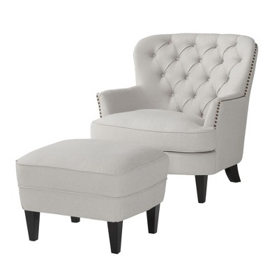NicBex Soft Fabric Accent Chair,Upholstered Living Room Chairs with High Backrest and Ottoman,Modern Armchair,Accent Chairs for Living Room