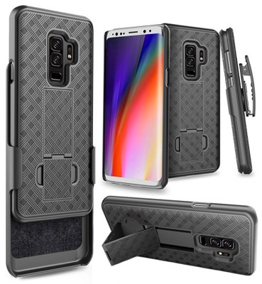 Nakedcellphone Case with Stand and Belt Clip Holster for Samsung Galaxy S9 Plus - Black