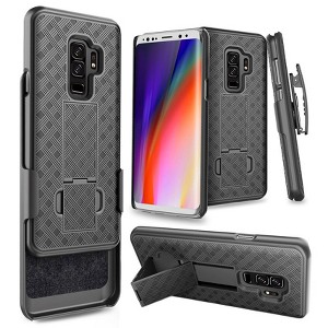 Nakedcellphone Case with Stand and Belt Clip Holster for Samsung Galaxy S9 Plus - Black - 1 of 4