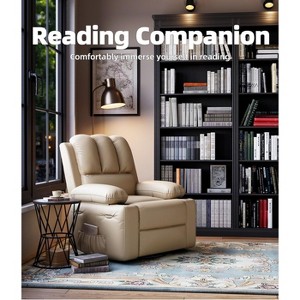 Oversized Recliner Chairs with Heat and Massage - 360° Swivel Lazy Recliner Chair for Adults- Manual Rocking Chair with Cup Holder - Creamy - 1 of 4