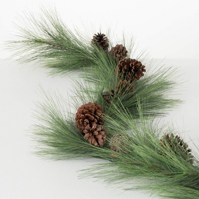 6'L Sullivans Long Pine & Pinecone Garland, Green Christmas Garland