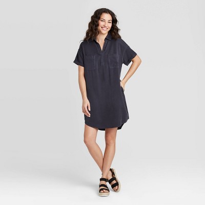 h&m blue shirt dress