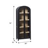 Tall Modern Bookcase in Oak: 5 Shelves, Elegant Arched Glass Doors - 4 of 4