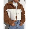 Women's Colorblock Fleece Drop Shoulder Short Jacket Winter Coat - 2 of 4