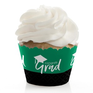 Big Dot of Happiness Green Graduation Party Decorations - Party Cupcake Wrappers - Set of 12 - 1 of 4