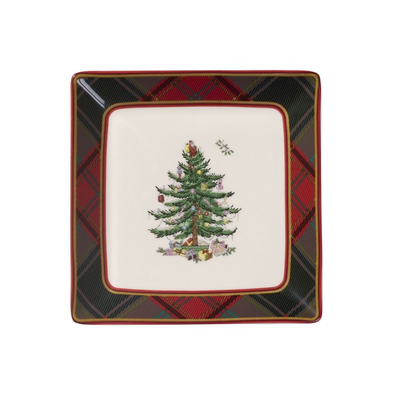 Spode Christmas Tree Tartan 5 Inch Square Tidbit Plates, Set of 4 - 5 Inch, 2 of 4