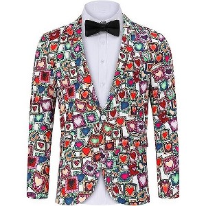 Men's Printed Blazer Casual Slim Fit One Button Sports Coat Festival Party Jacket - 1 of 4
