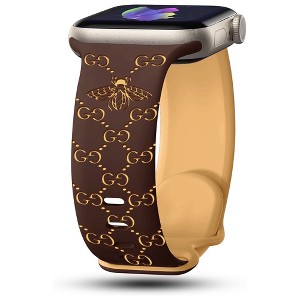 HTUTWOO Bee Engraved Apple Watch Band, Two Tone Silicone Sports Strap 38/40/41/42/44/45/46/49 mm for iWatch Series 10 9 8 7 6 5 4 3 2 1 SE Ultra - 1 of 3