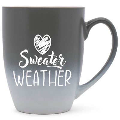 Elanze Designs Sweater Weather Two Toned Ombre Matte Gray and White 12 ounce Ceramic Stoneware Coffee Cup Mug