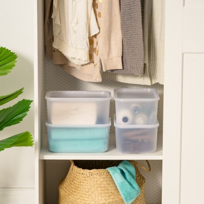 Clear Plastic Stackable Lidded Storage Baskets for Kids