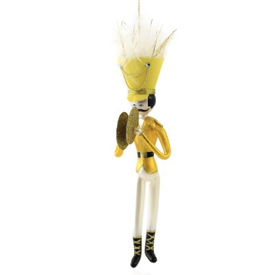 Italian Ornaments 8.0" Yellow Soldier With Cymbals Ornament Musical Percussion  -  Tree Ornaments