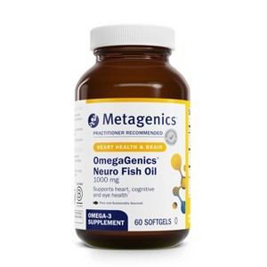 Metagenics OmegaGenics Fish Oil Neuro 1000mg, 750mg DHA/250mg EPA, Brain & Heart Health, High Potency, Non-GMO, Gluten-Free, 60 Softgels - 1 of 4