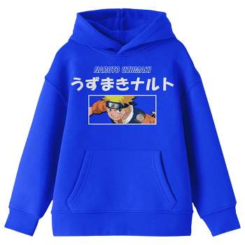 Naruto Classic Naruto Uzumaki Kanji Letters Boy's Royal Blue Hoodie
