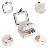 Unique Bargains PU Leather 2 Layer Storage Display Holder Jewelry Box with Mirror and Removable Jewelry Tray for Women - 3 of 4