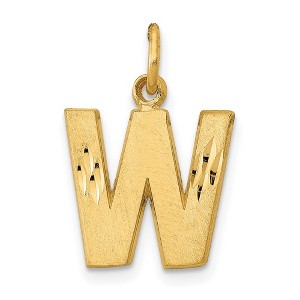 Black Bow Jewelry 14k Yellow Gold, Julia Collection, Small Satin Block Initial W Pendant - 1 of 4