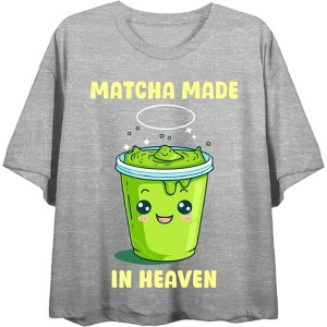Matcha Made In Heaven Matcha Drink Women's Crew Neck Crop Top - 1 of 3