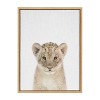 Kate and Laurel Sylvie Baby Lion Color Framed Canvas by Simon Te of Tai Prints, 18x24, Natural - 2 of 4