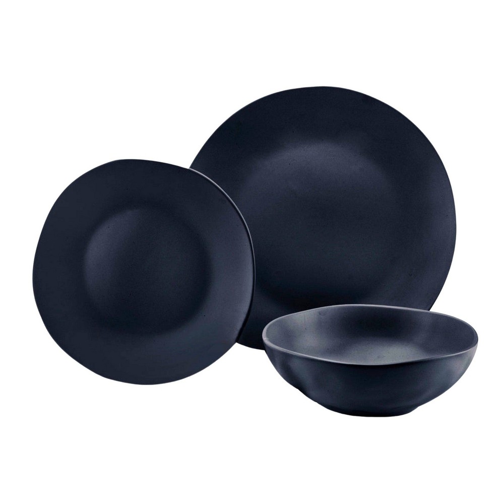 Photos - Glass Godinger Silver 12pc Stoneware Aspero Dinnerware Set Black